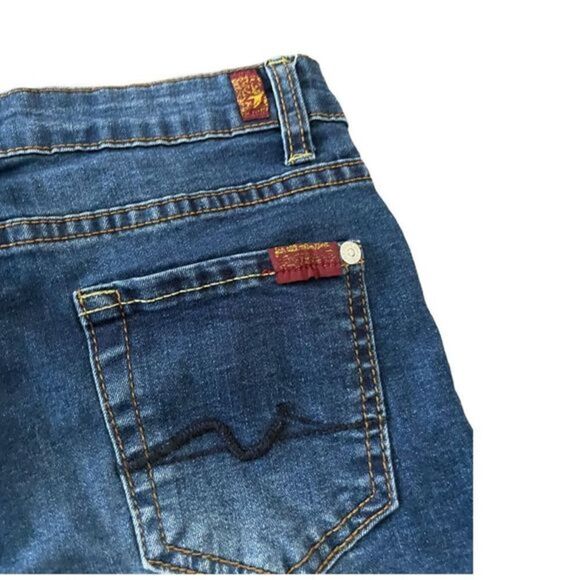 7 For All Mankind Bermuda Jean Shorts Size 10‎ Dark Wash - Picture 6 of 7